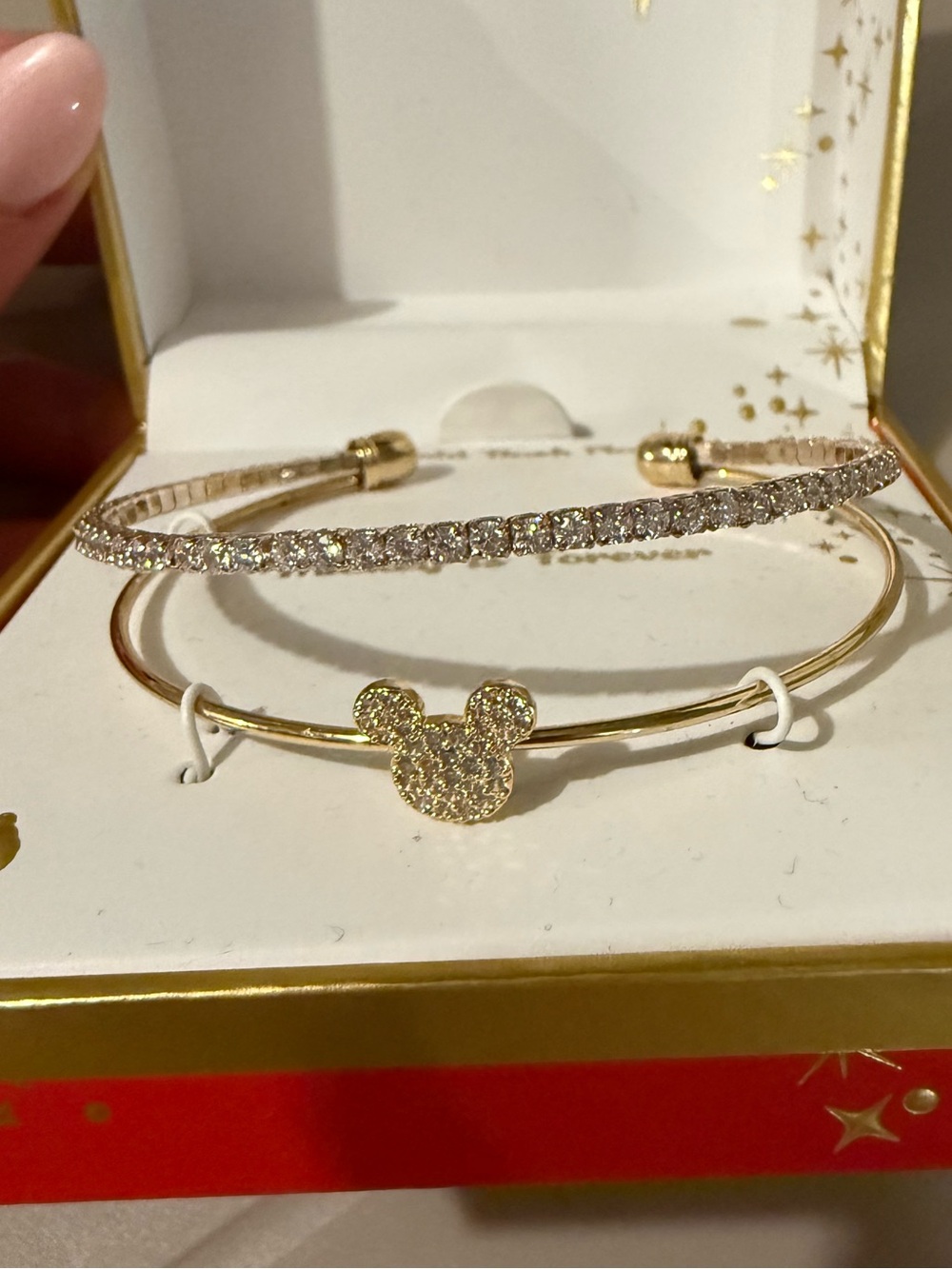 NWT Disney Gold Tone Bangle Bracelet with Crystals
